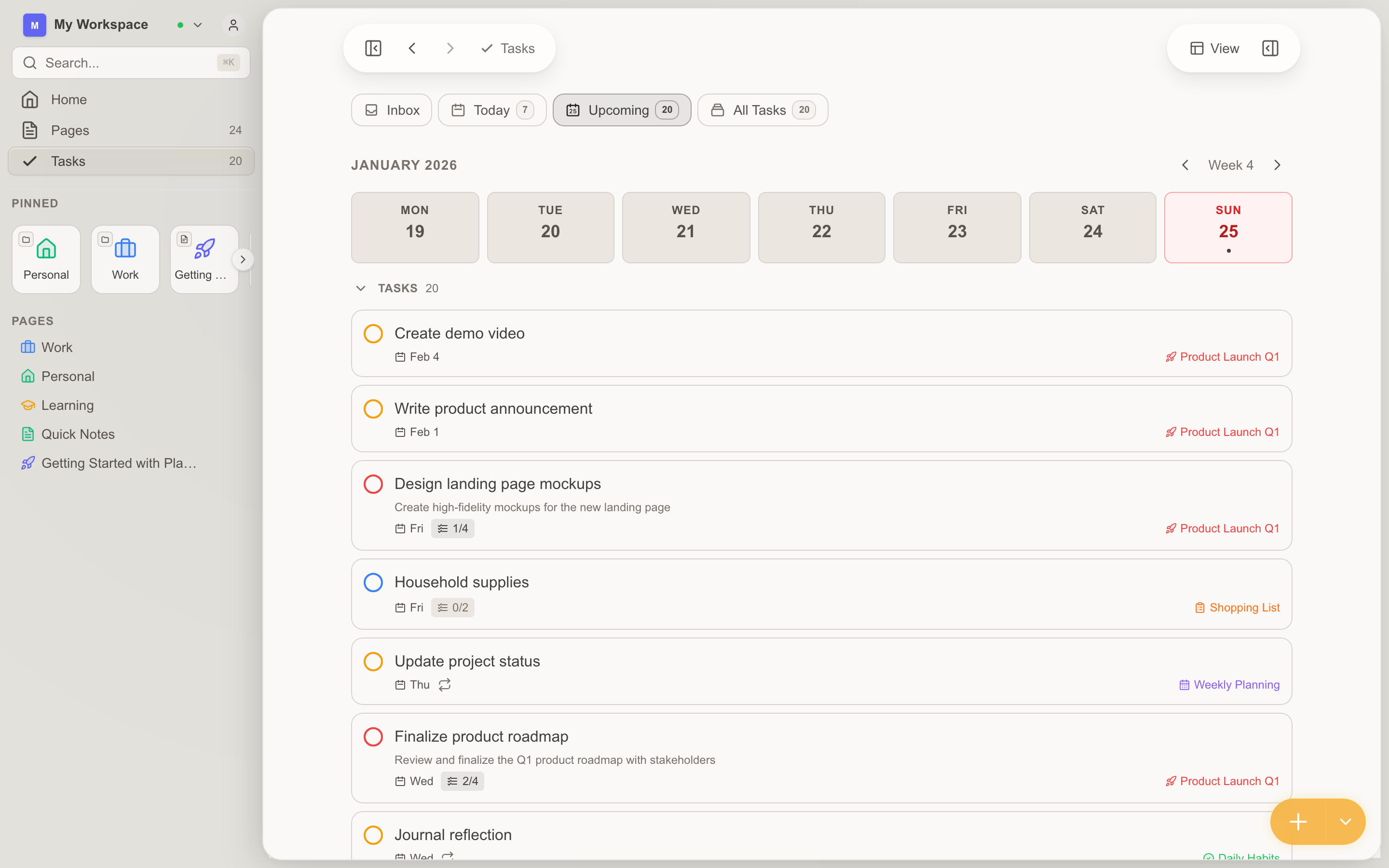Task Management View - Light